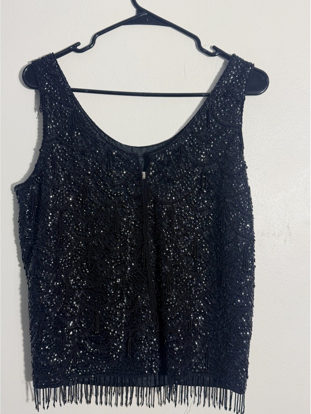 VINTAGE BLACK 1950'S BEADED SEQUIN BLOUSE - Picture 4 of 8